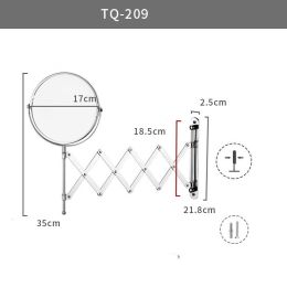 Simple Fashion Metal Makeup Mirror Wall Mounted Folding Mirror (Option: TQ209 7inch-2x)